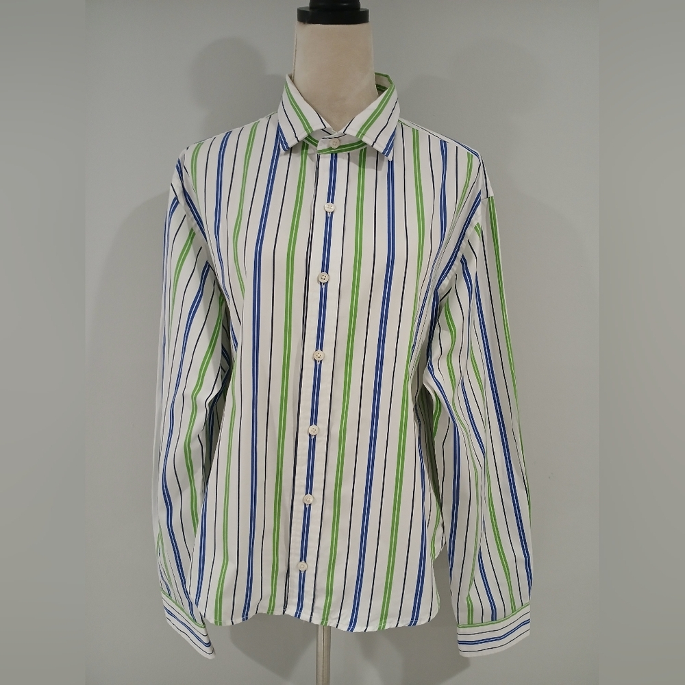 Polo Ralph Lauren Stanton Custom Fit Button Up Shirt Striped XL Reworked Cropped